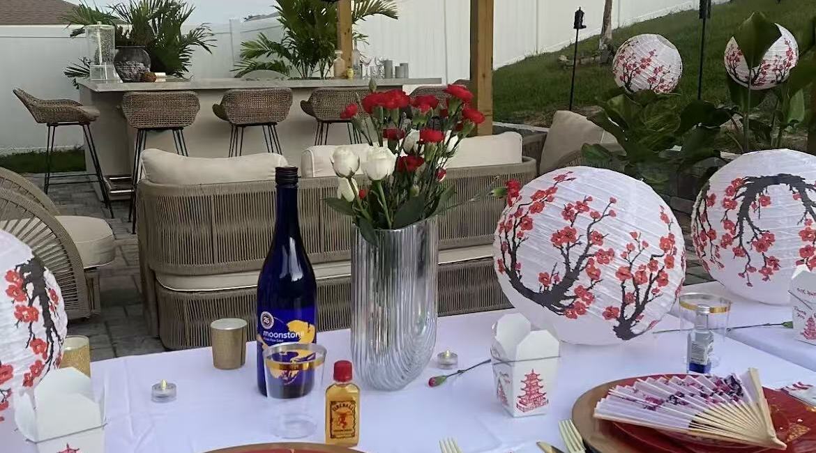 Romantic table setting for an anniversary dinner